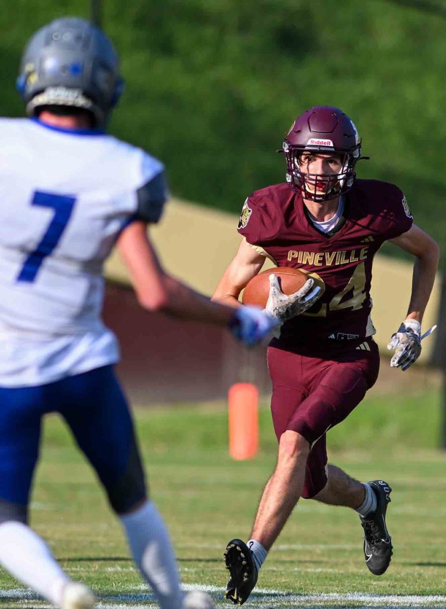 Senior receiver Ethan Jackson scored the only touchdown for Pineville on Saturday with a kickoff return for a scoring during the Mountain Lions' 40-6 loss to Betsy Layne in the Clark County Hall of Fame Bowl.
