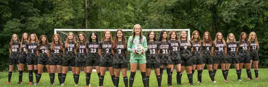 Team members include, from left: Brianna Barrett, Daisy Brewer, Riley Witt, Kayleigh Colinger, Madlyn Burkhart, Alice Gross, Hailey Collins, Zoie Smith, Mckenna Dillman, Fin Bailey Dunn, Brooklyn Haywood, Ashton Marlowe, Roxie Dunn, Hailey Perkins, Molly Prophit, Anessa Carroll, Shaleigh Ward, Angel Gross, Rileigh Duff, Erica Middleton and Braelynn Langley; not pictured: Savannah Hickey and Morgan Helton.