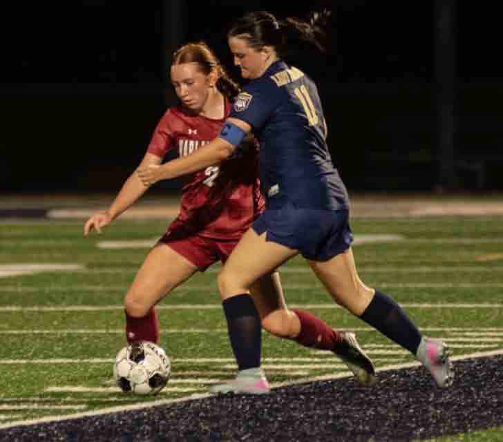 Harlan County sophomore Makenna Dillman worked down the field in the Lady Bears' season opening game at Hazard.