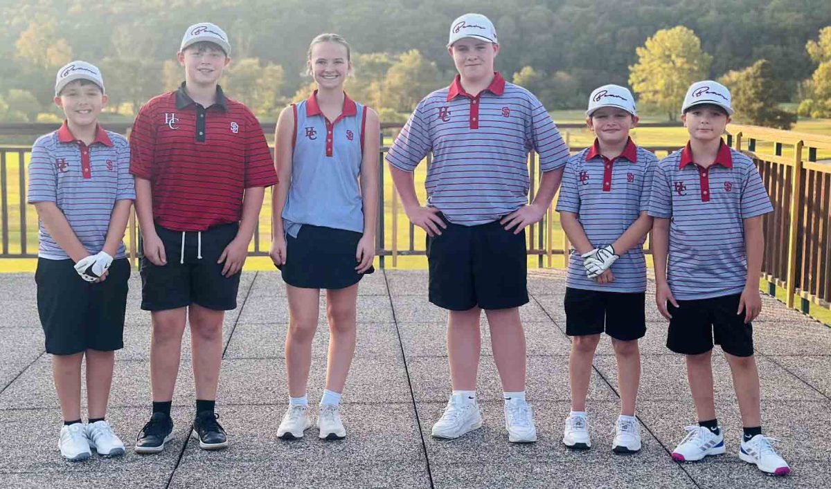 Members of the Harlan County middle school golf team, from left, include Nolan Simpson, Ben Crain, Aniston Burton, Mason Garrett, Julian Simpson and Levi Sergeant; not pictured: Ace Bingham.