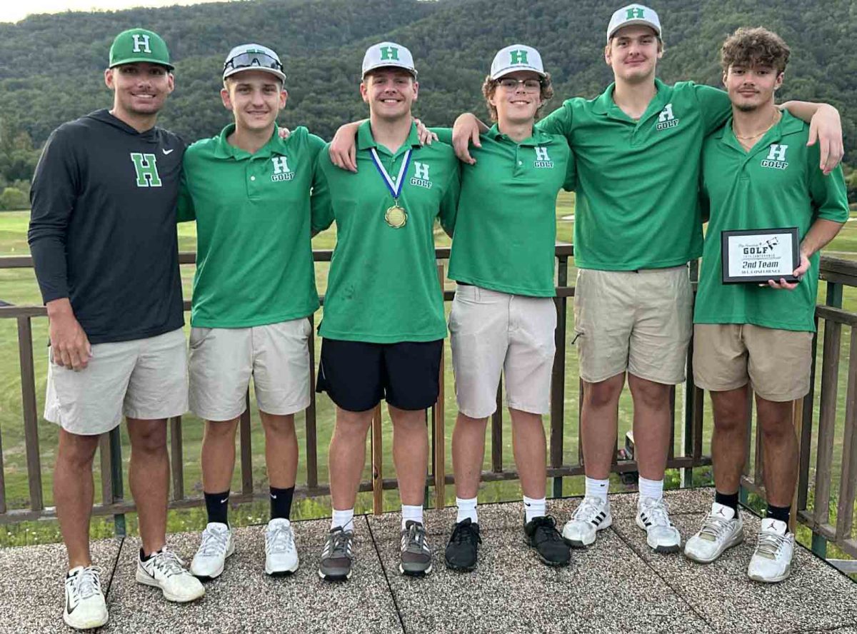 The Harlan Green Dragons finished second in the Pine Mountain Golf Conference Tournament on Tuesday and Wednesday in Pineville Team members include, from left, coach Will Varner, Caiden Jackson, Grant Shelton, Carson Osborne, Eli Freyer and Baylor Varner.
