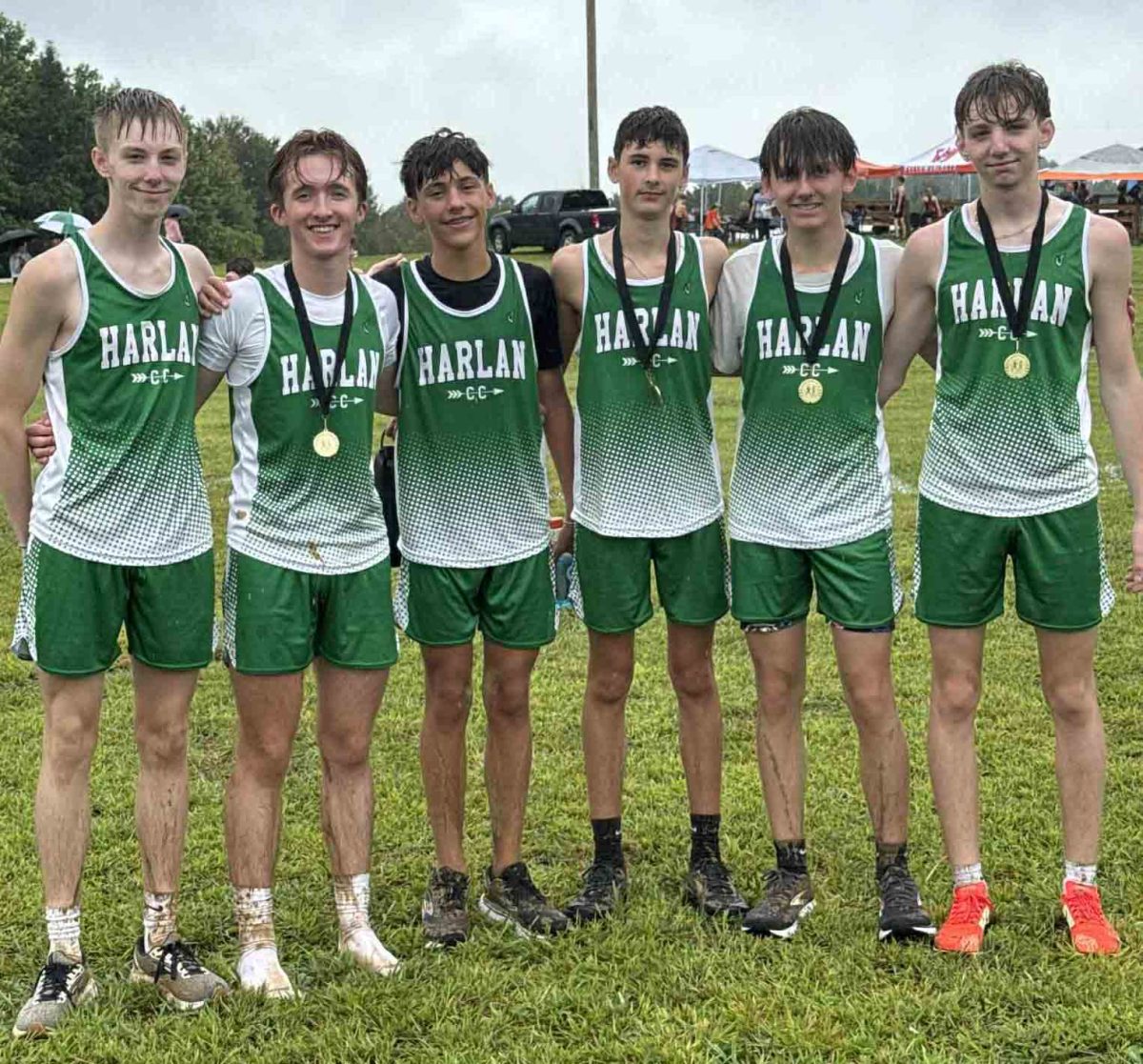 The Harlan boys team won the Trading Days Invitational in Williamsburg on Saturday. Team members include, from left, Garrett Wilder, Cruz Galloway, Micah Shope, Cooper Thomas, Xavier Farley and Gibson Wilder.