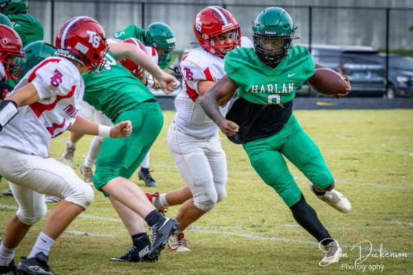 Harlan sophomore running back Boss Bryson broke free during a scrimmage in the preseason. The Green Dragons fell to 0-2 on the season with a 30-0 loss Saturday at Morgan County.