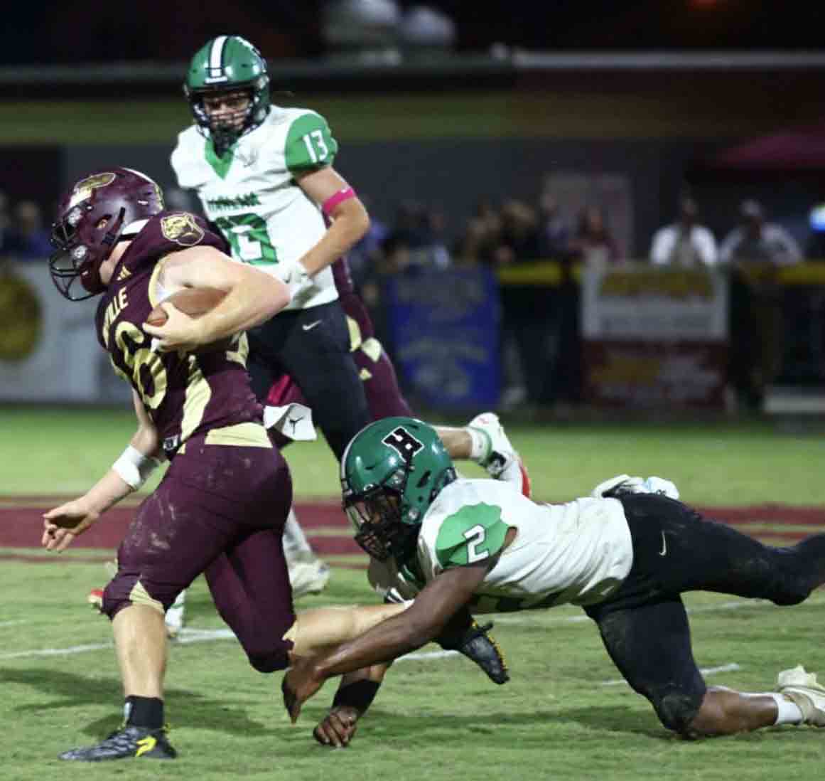 Pineville tailback Landon Robbins ran for 316 yards and scored four touchdowns Friday in the Lions' 48-6 win over Harlan.