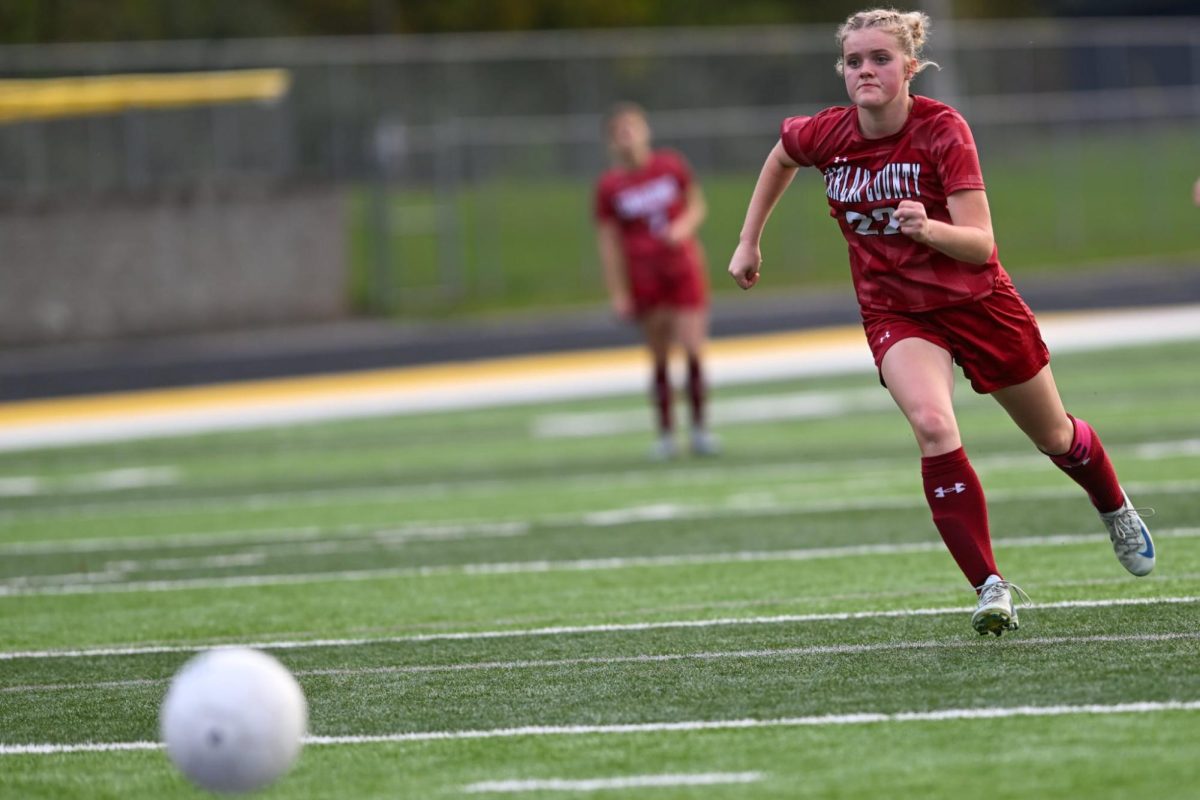 Harlan County senior Rileigh Duff chased down the ball in action from the 50th DIstrict Tournament at Knox Central on Tuesday.