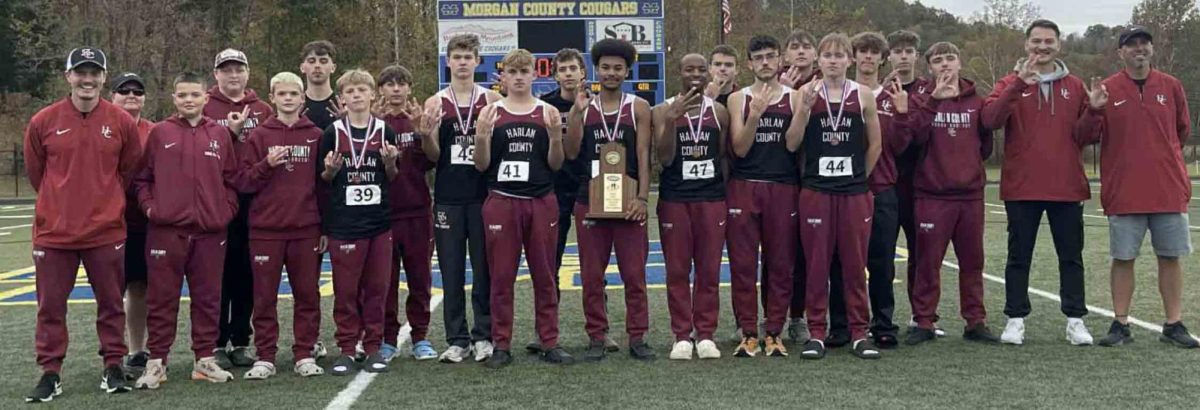 Harlan County won its third straight Region 7 championship Saturday at Morgan County. Team members include, from left, assistant coach Jacob Carroll, Jordan Sargent, Jayden Sargent, Braxton Duncan, Braxton Hubbard, DaShaun Smith, Jacob Schwenke, Chris Johnson, Ethan Lewis, Jaxton Miller, assistant coach David Lee and coach Ryan Vitatoe.