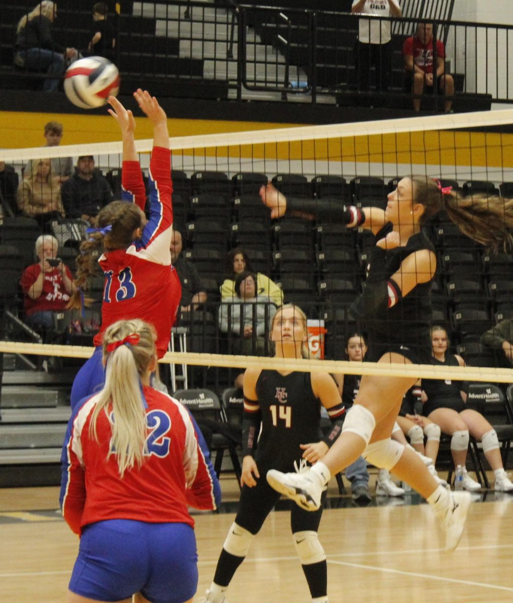 Harlan County junior Madi Nolan slammed home a point during the Lady Bears' 13th Region Tournament win Saturday over Jackson County in Manchester.
