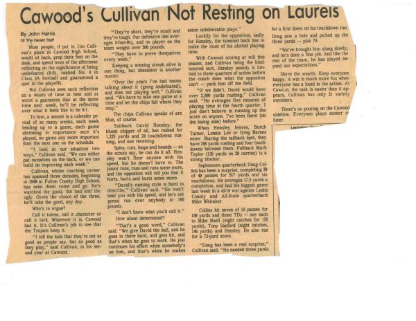 Herald Leader story on the 1981 Trojans – unbeaten regular season