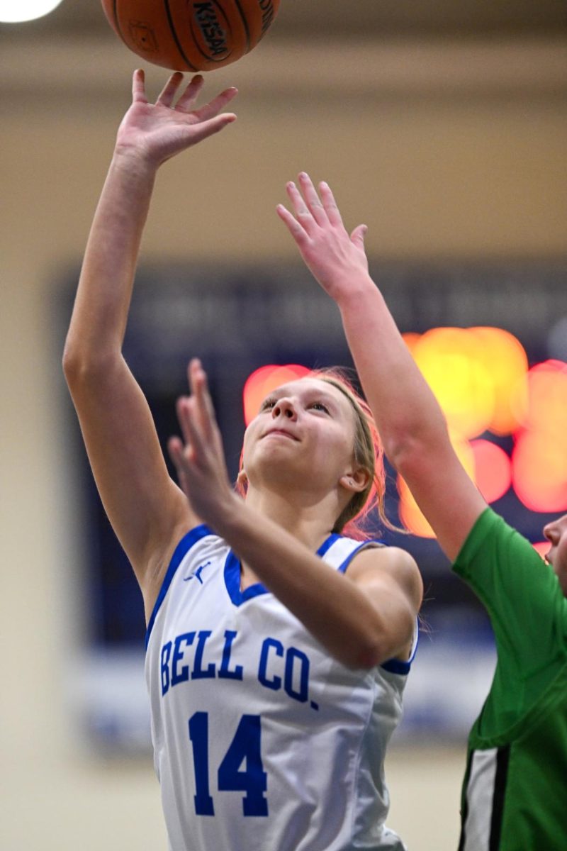 Bell County's Gracie Partin went inside for a basket during the Lady Cats' 68-38 win Tuesday over Harlan.
