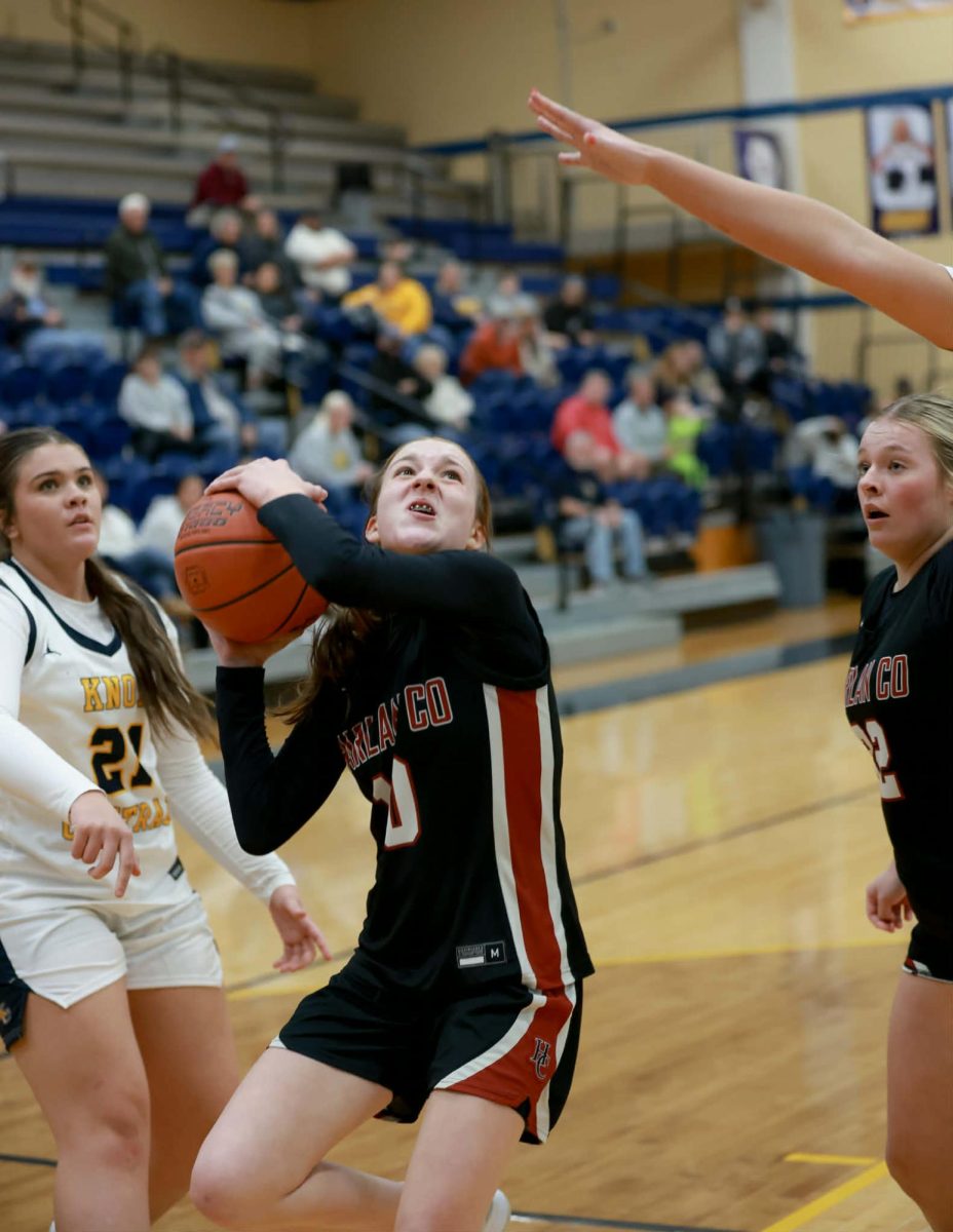 Harlan County freshman point guard Jaycee Simpson battled her way to the hoop for two of her 17 points in Tuesday’s game at Knox Central. The Lady Bears led by as many as six points in the fourth quarter before Knox rallied to win 67-62.