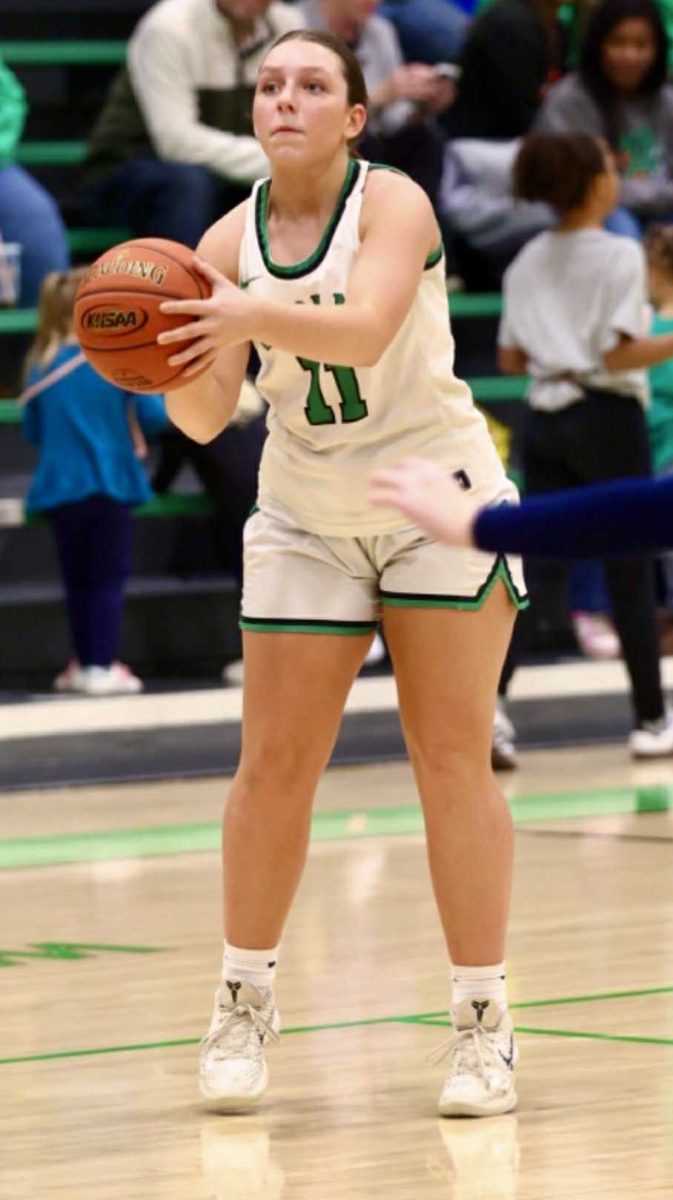 Harlan sophomore guard Addison Campbell scord nine points in the Lady Dragons' 61-41 loss Thursday to Knott Central.