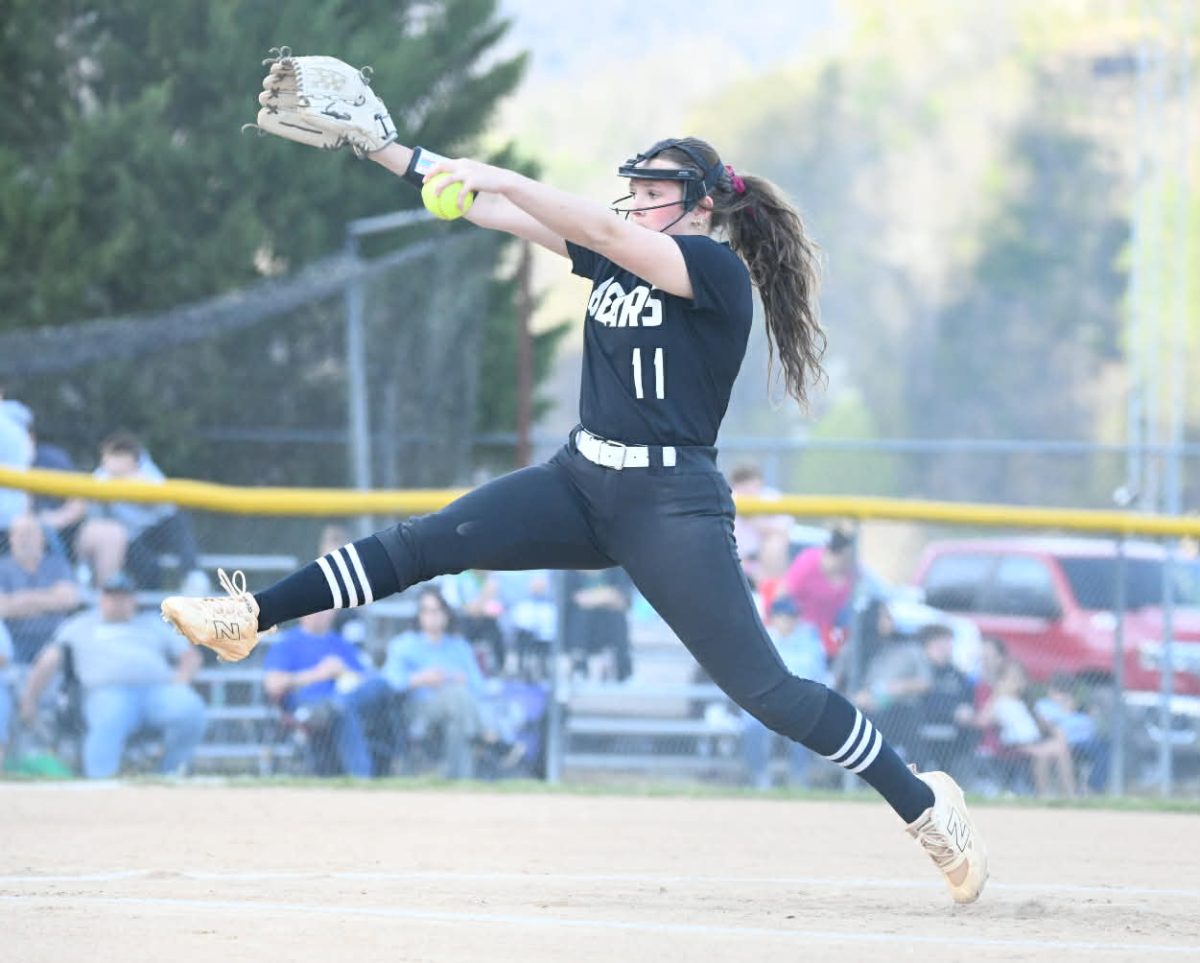 Harlan County's Alexis Adams delivered a pitch Friday during her 1-hitter in the Lady Bears' 5-2 victory at Harlan.