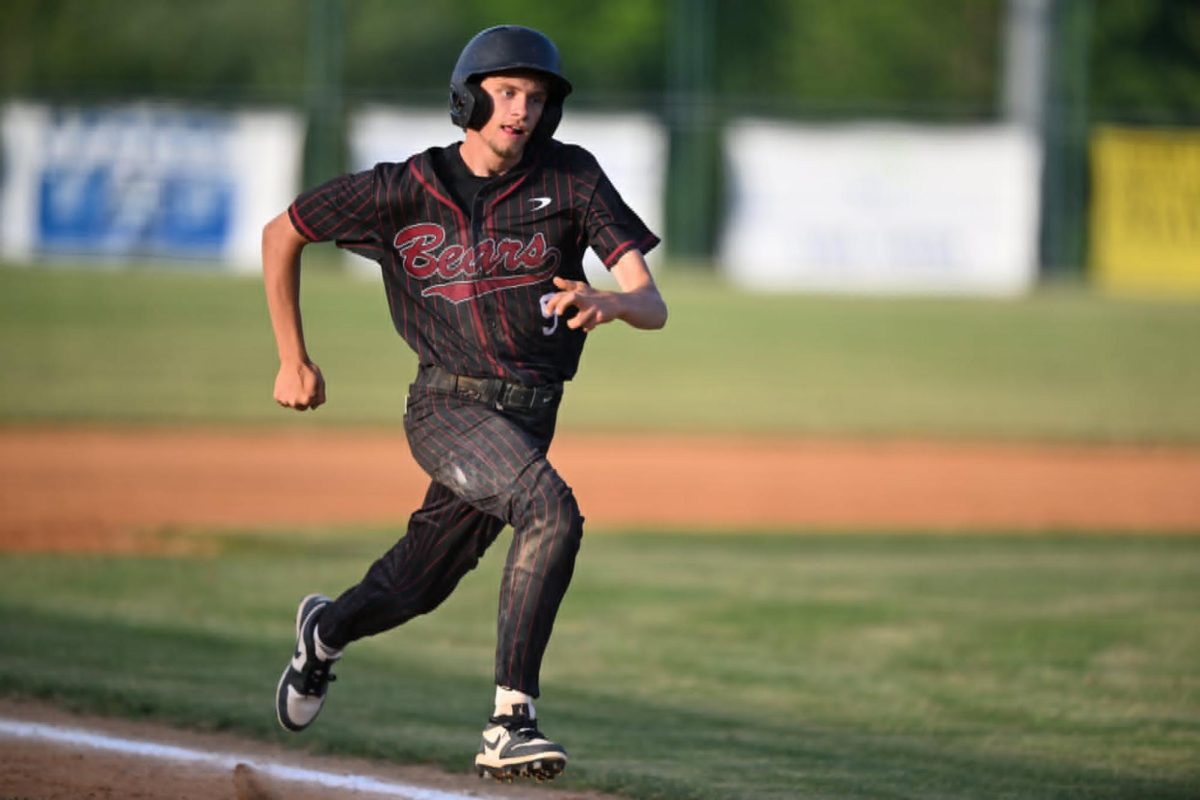 Harlan County senior Kayden Hensley raced home with one of the two runs he scored Monday in the Bears' 18-1 win at Middlesboro.