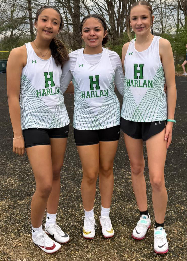 Torrie Sundy, JaLynn Pennington and Zoe Lawson represented Harlan in a middle school race at Bristol, Va.