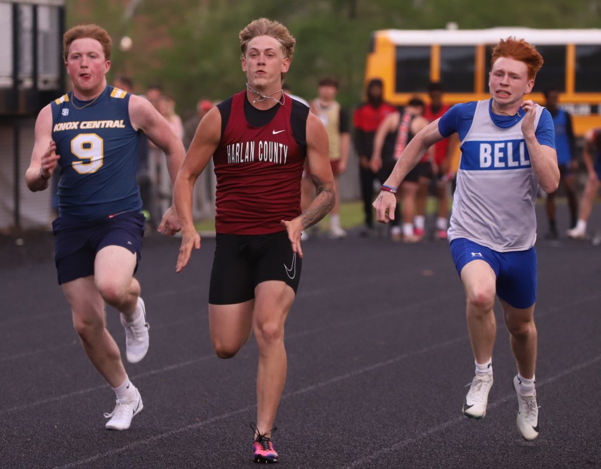Harlan County sophomore Ryan Day headed toward the finish line during the Coal Miners Memorial Invitational on Thursday. The Black Bears finished second to Middlesboro.