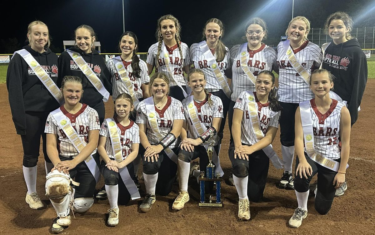 The Harlan County Lady Bears placed first at the Queen of the Mountains middle school tourney on Saturday at Letcher Central by winning four of  five games. Team members include, from left, front row: Bella Ford, Maddy Barrett, Cayleeann Yount, Aniston Burton, Khloe Daniels and Andrea Napier; back row: Chloe Perkins, Zoey Reed, Campbell Thompson, Lexi Boggs, Embrey Engle, Kialia Phillips, Riley Owens and Sadie Huckleby.