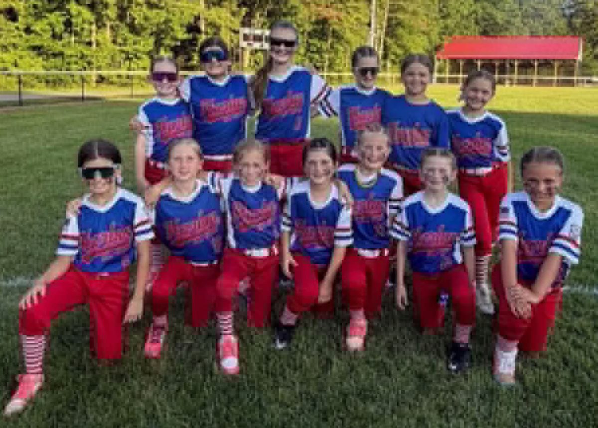 The Harlan Little League All Stars (8-under) include, from left, front row: Harlyn Clem, Scarlett Ward, Shelby Parsons, Piper Sutton, Remmingoton Ford, Caroline Wilson and Leah Adams; back row: Westlyn Britton, Blaykley Sage, Caroline Jones, M.J. Taylor and Shelby Reed. Coaches are C.J. Reed, Jarrett Ford, Steven Lewis and Michael Sutton.